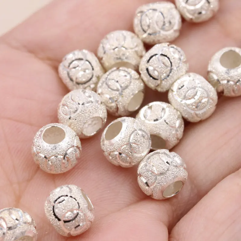 Real Pure Solid 925 Sterling Silver Round Ball Pendant Spacer Loose Beads Necklace Bracelet Charm Jewelry Making Findings