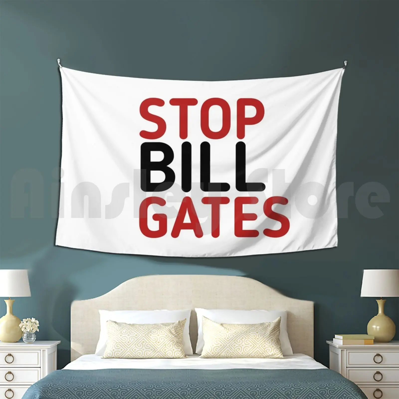 Stop Bill Gates Customized Tapestry Stop Bill Gates Humanity Mankind Save World Earth