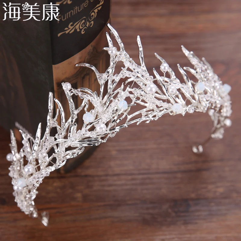 

Haimeikang Trendy Flame Crown Tiaras Queen Vintage crystal Crowns Rhinestone Bridal Hair Accessories Bride Headbands