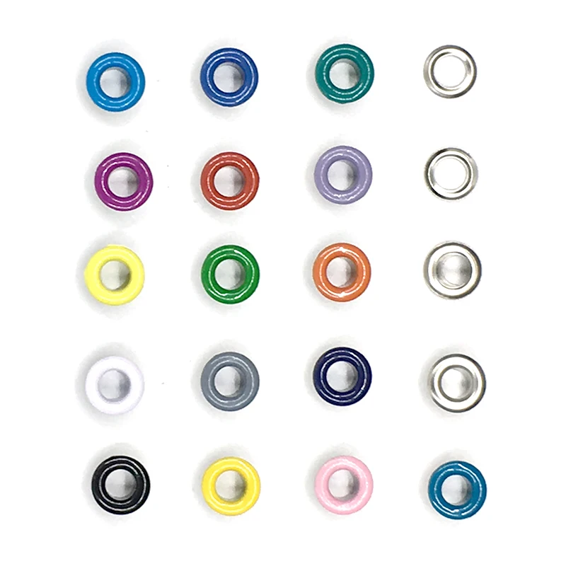 100 Sets 5 mm Hole Metal Eyelets 17 Colors Buttonholes Buckle  For Leather Craft Shoes Belt Cap Bag Tags Clothes Rivets