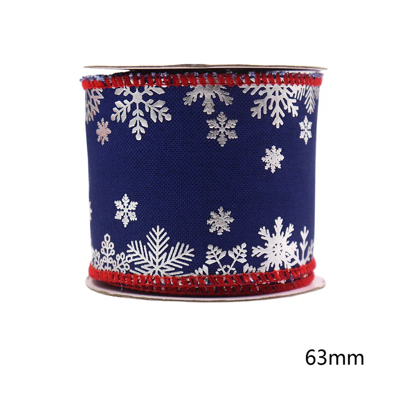 Red White Christmas Ribbon Bow Wide Blue Grosgrain Tape PATTERN Print Wired Ribbons for Wed Decor Packaging Xmas Gift Wrapping