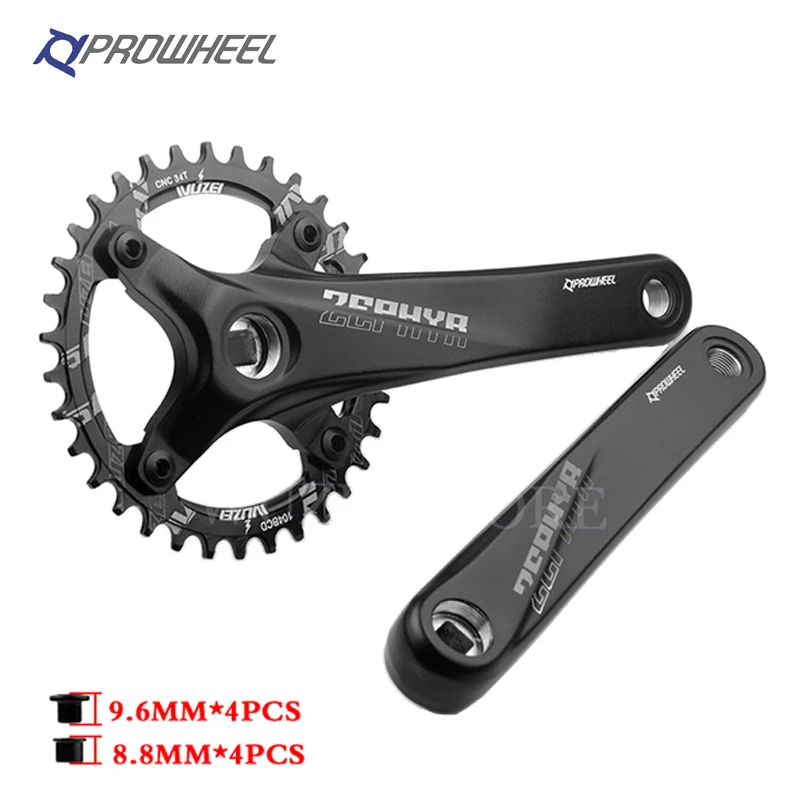 PROWHEEL Crankset Mtb Bicycle Square Tip Crank 104bcd Candle Pe 2 Crowns Mountain Bike Square Connecting Rods 32/34/36/38/40/42T