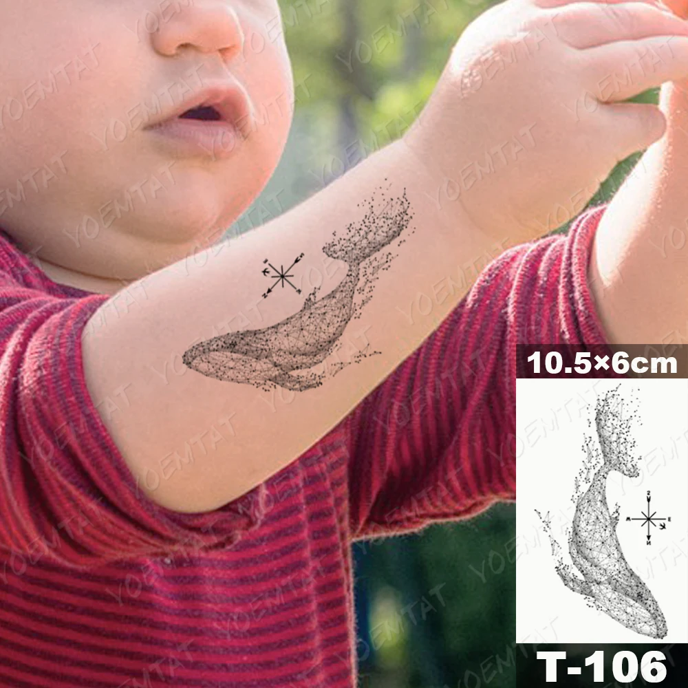 Waterproof Temporary Tattoo Sticker Moth Butterfly Wolf Snake Deer Panda Animal Flash Tatto Women Men Kids Body Art Fake Tattoos