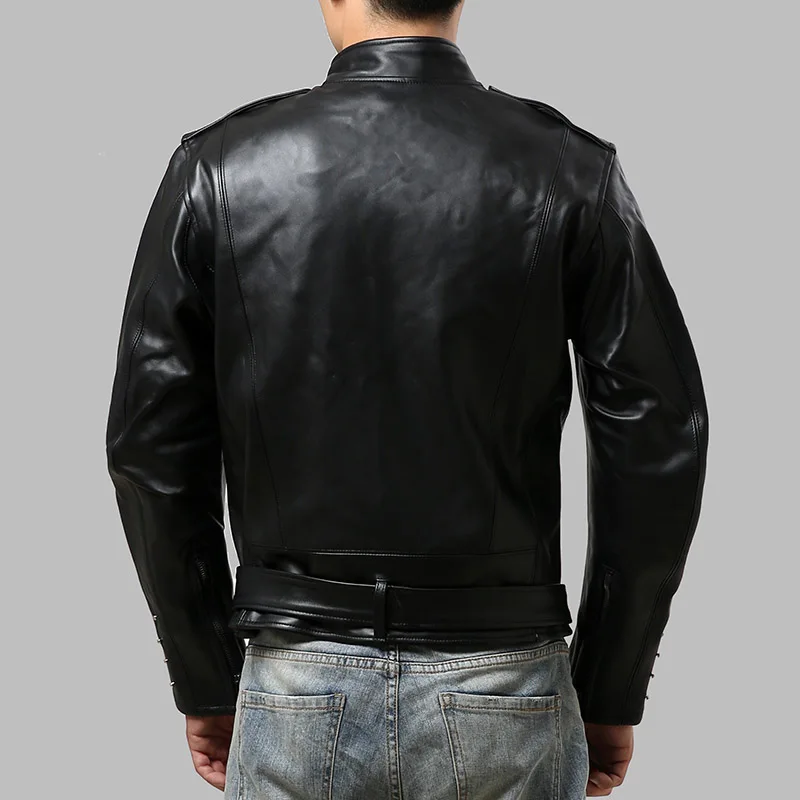 HD J31 Read Description! Asian Size Men\'s Genuine Thick Heavy Cowhide Leather Coat Vintage Looking Stylish Rider Jacket