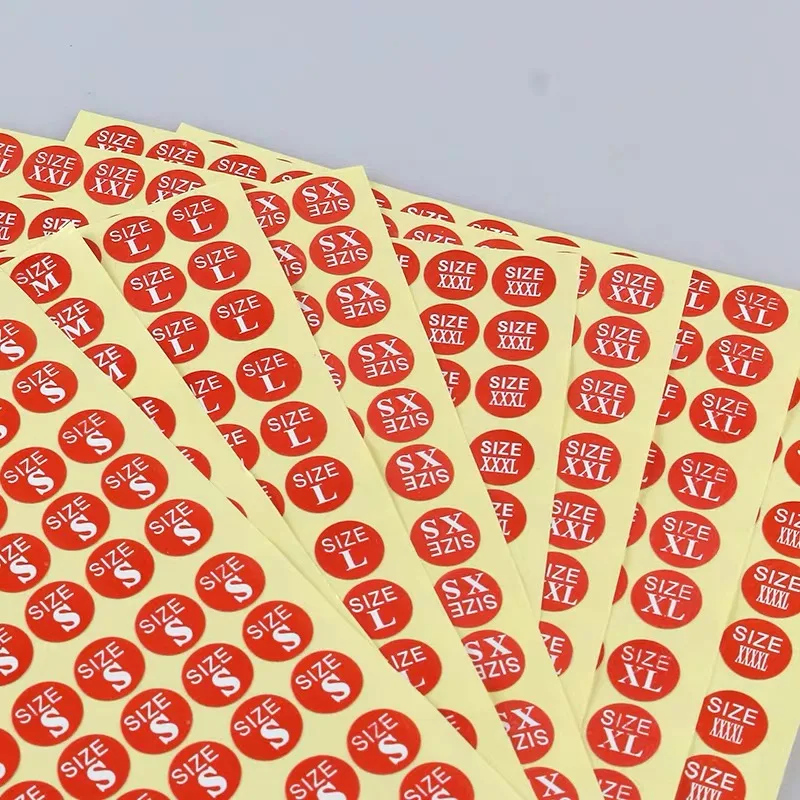 1980pcs/PACK Size stickers 13MM Round apparel XS S M L XL XXL XXXL XXXXL label stickers red color