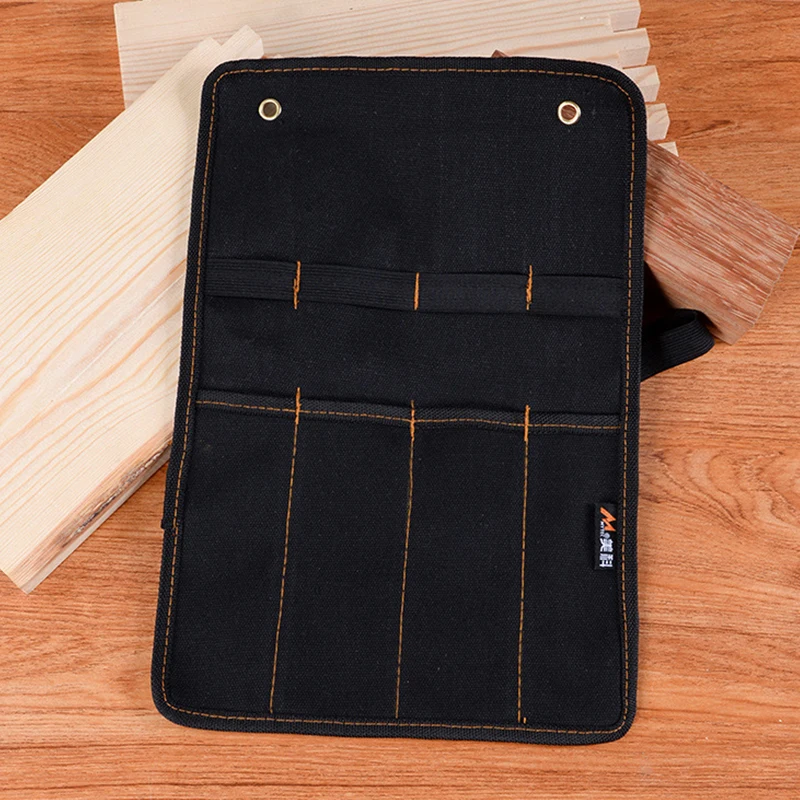 Canvas Pocket Tool Roll Holder, cinzel Maleta, Wrench Pouch, Organizador de Faca, Martelos, Gouges, Carpenter, 4 Bolsos