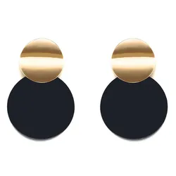 Orecchino rotondo in metallo nero alla moda per le donne orecchino a goccia liscio lucido Color oro 2019 gioielli con dichiarazione di moda Pendientes Bijoux