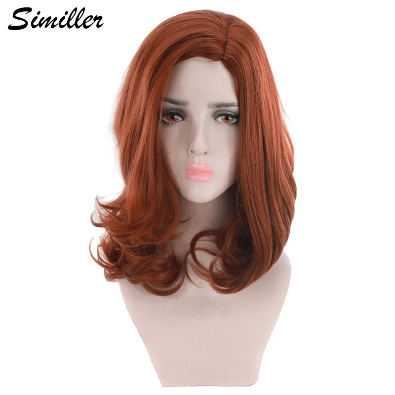 Similler Brown Synthetic Short Wigs for Women Curly Hair High Temperature Fiber Heat Resistance Central Parting