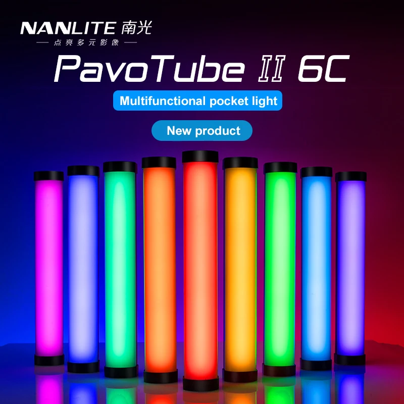 Nanlite PavoTube II 6C Stick Handheld Light 2700-7500K Portable Soft Light Nanguang RGB LED Video Tube 6C Photography Lighting