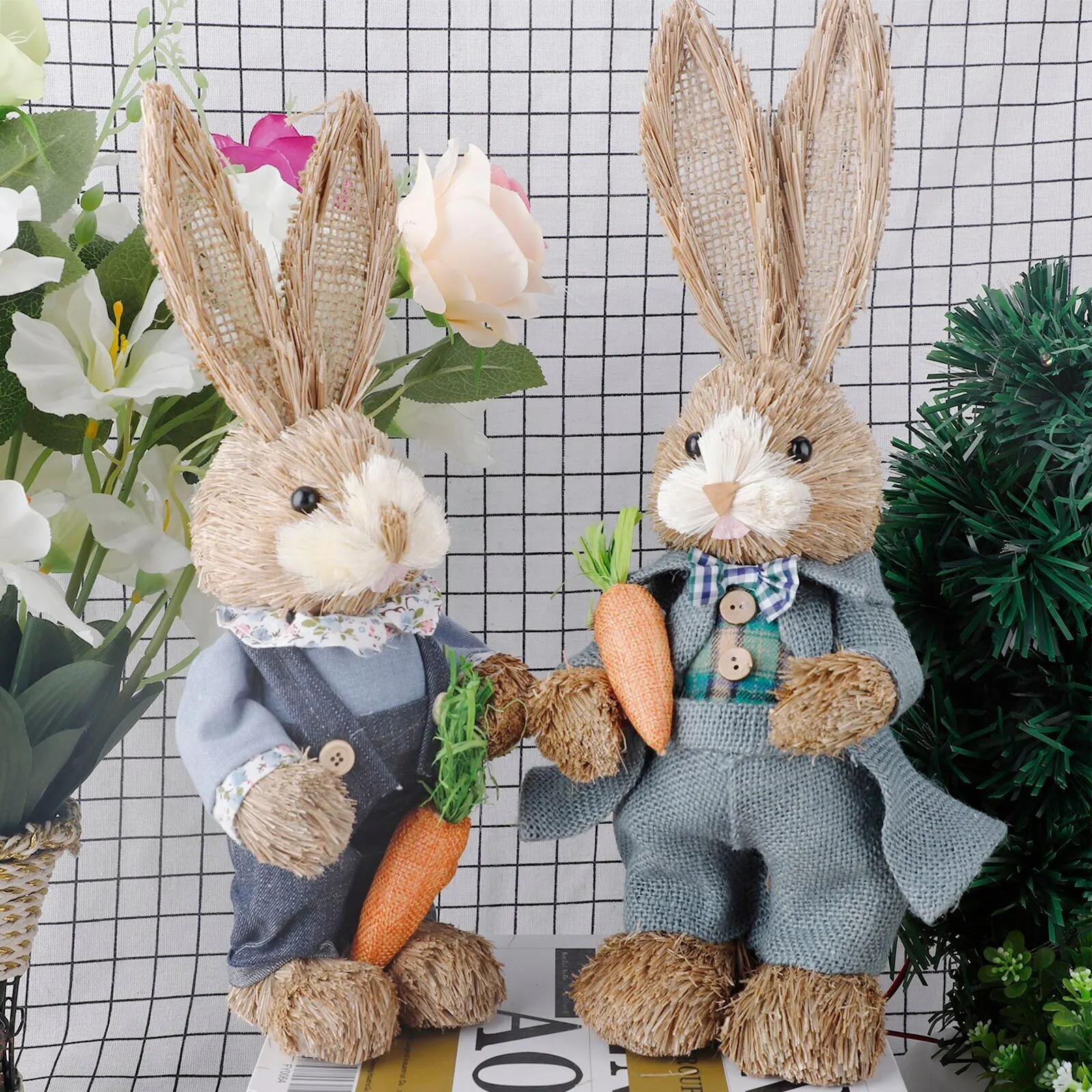 

Artificial Rabbit Ornament Easter Decoration, Simulation Cute Rabbit Festival Party Window Home Decorations Photography Props