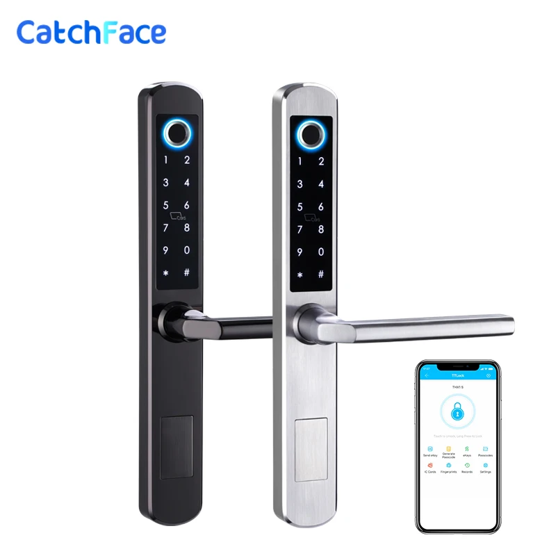 Waterproof Outdoor Gate Lock  Fingerprint Lock APP RFID Code Keyless Smart Lock Electronic Door Lock for Aluminum Door/Iron Gate