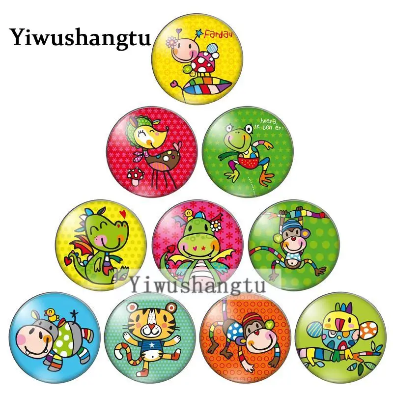 Cute cartoon Funny animals monkey  bird 8mm/10mm/12mm/18mm/20mm/Round photo glass cabochon demo flat back Making findings ZB0543