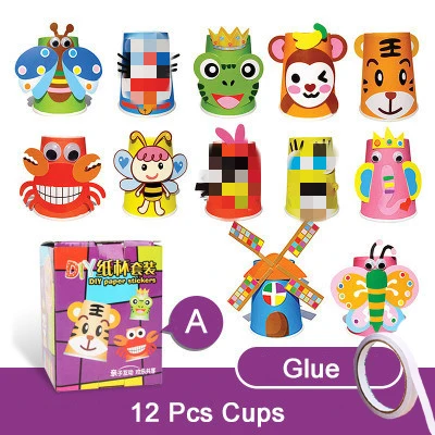 Children's 3D DIY Handmade Paper Cups Sticker Kit