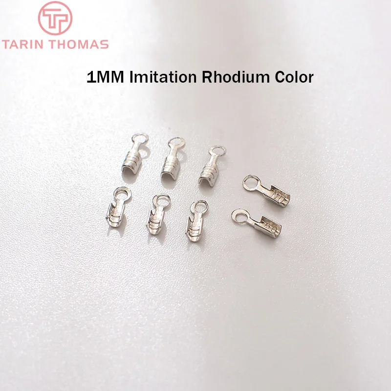(3936)200PCS 1MM Iron Crimp End Caps & Clasps Cord or Ribbon Connect Clasps Diy Jewelry Findings Accessories