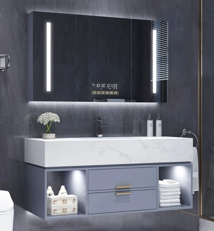 Marble bathroom cabinet combination intelligent light luxury modern simple wash basin wash basin toilet wash basin basin cabinet