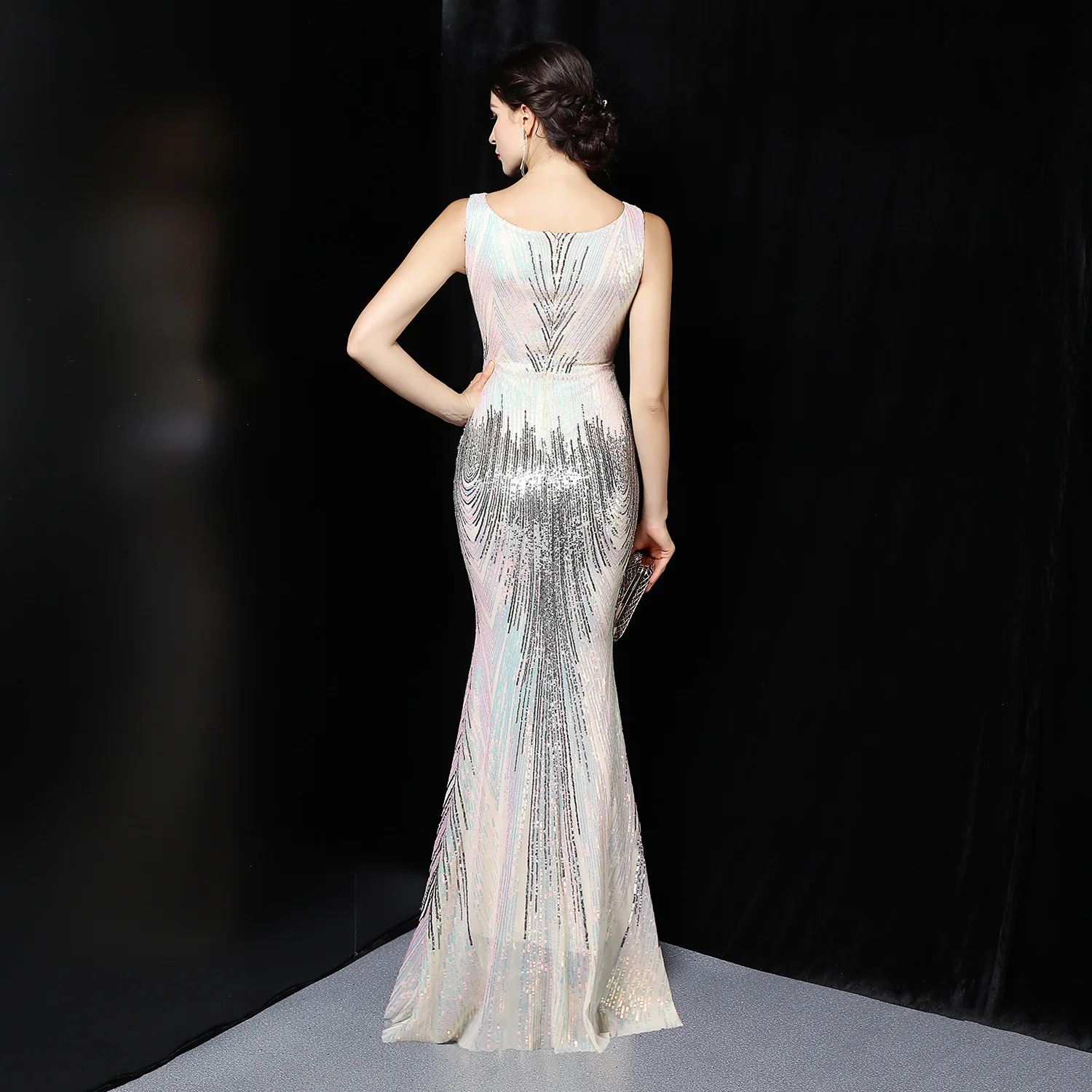 DEERVEADO 16561 Elegant Sequin Mermaid Prom Dresses Long Formal Occasion Dress Evening Party Dresses