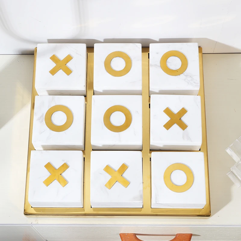 Luxurious Gold O X  Letter Chessman Marble Art Home Decor Furnishings Room Hotel Office Desktop Creative Birdthday Wedding Gifts