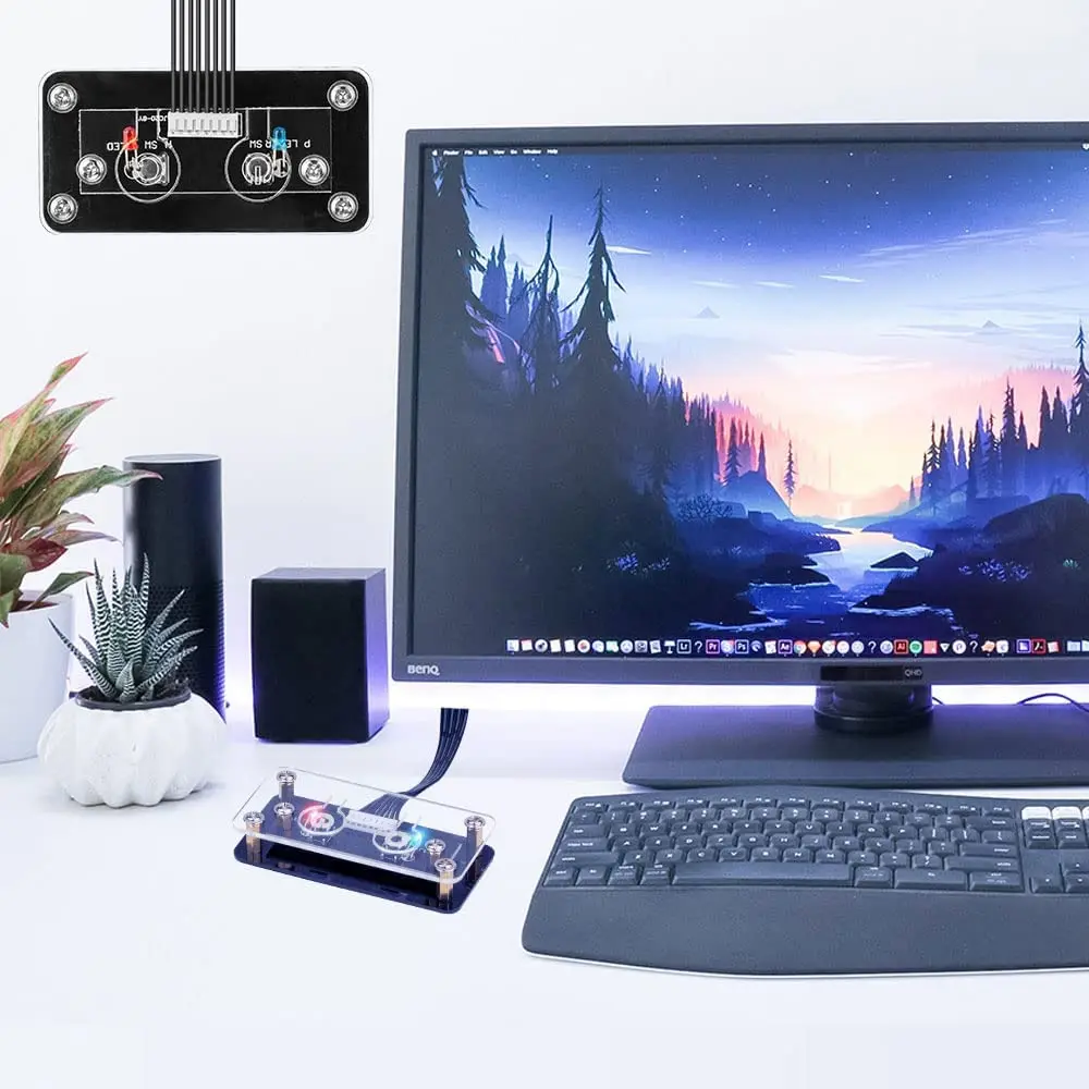 Interruptor do poder do computador do Desktop, botão externo do poder, caixa do PC, botão do reinício