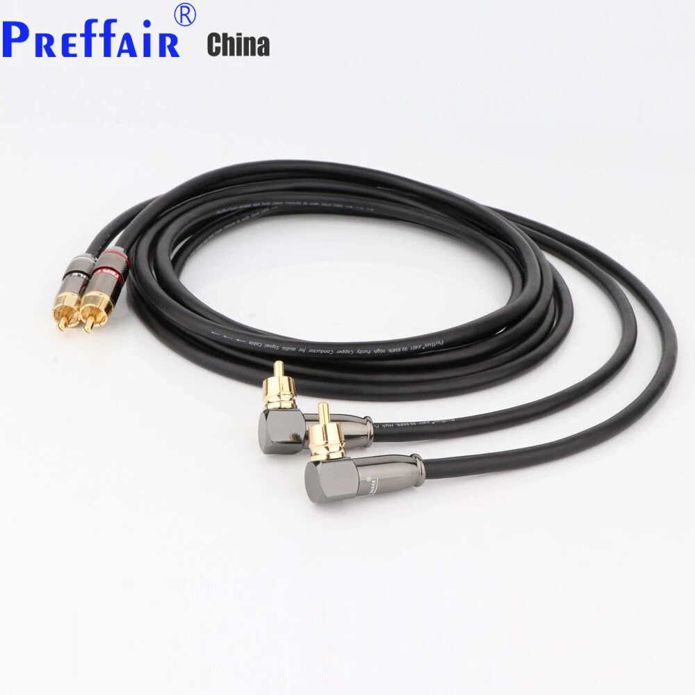 

Preffair 4 Core Interconnect RCA Audio Cable with 90 Degree Right Angle RCA plug, Professiona Double Self-Locking Lotus Wire Con