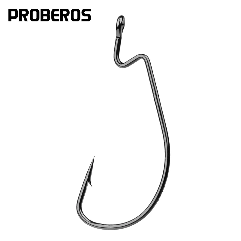 PROBEROS 1000pc Fishing Hooks 1/0#-5/0# 38105 Worm Hooks High Carbon Steel Black Color  Crank Fishhook Barbed Carp Single Hooks