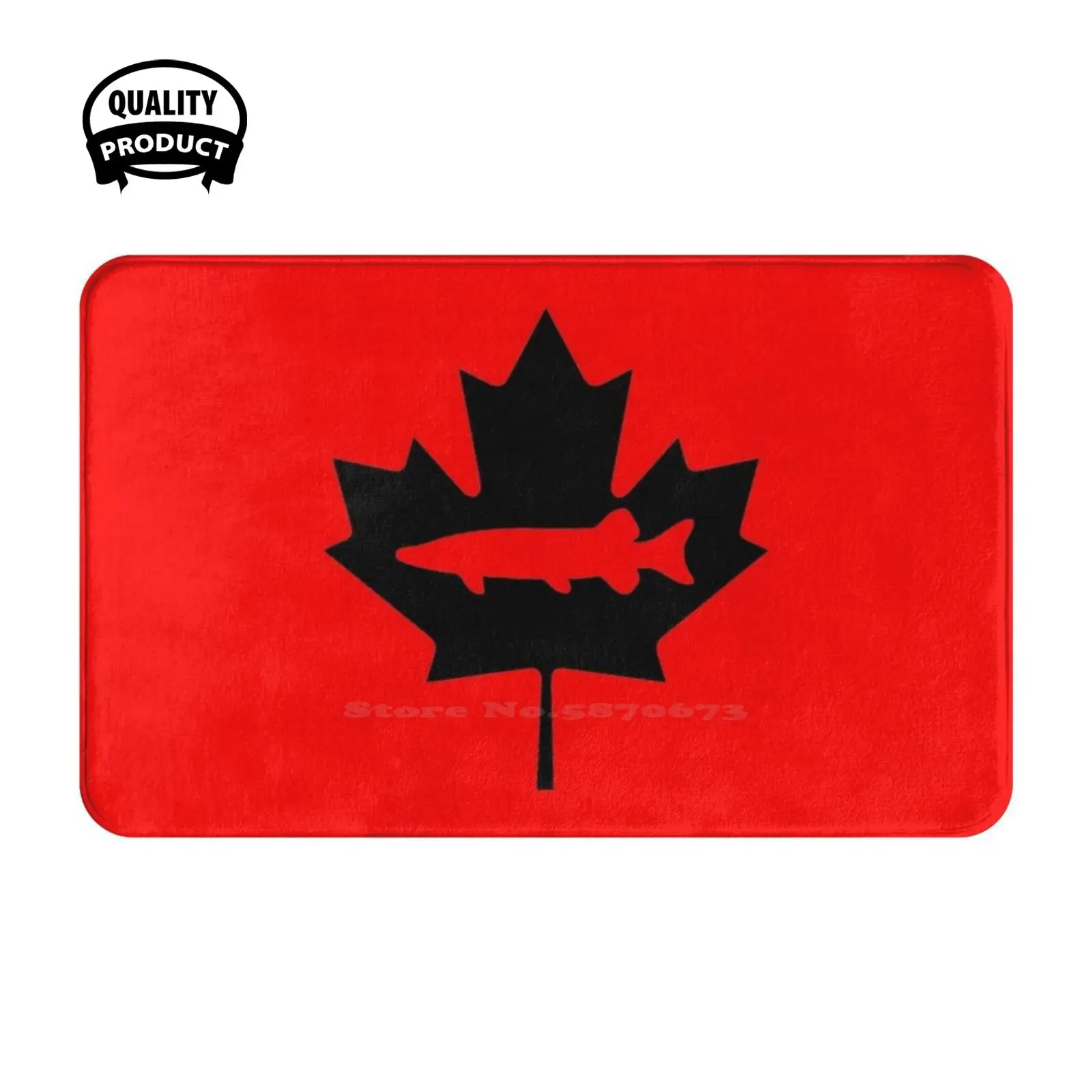 Musky Muskie Canada Leaf Canadian Maple Leaf Flag Fish Fishing Soft Cushion Home Carpet Door Mat Car Rug Musky Muskie Fisherman