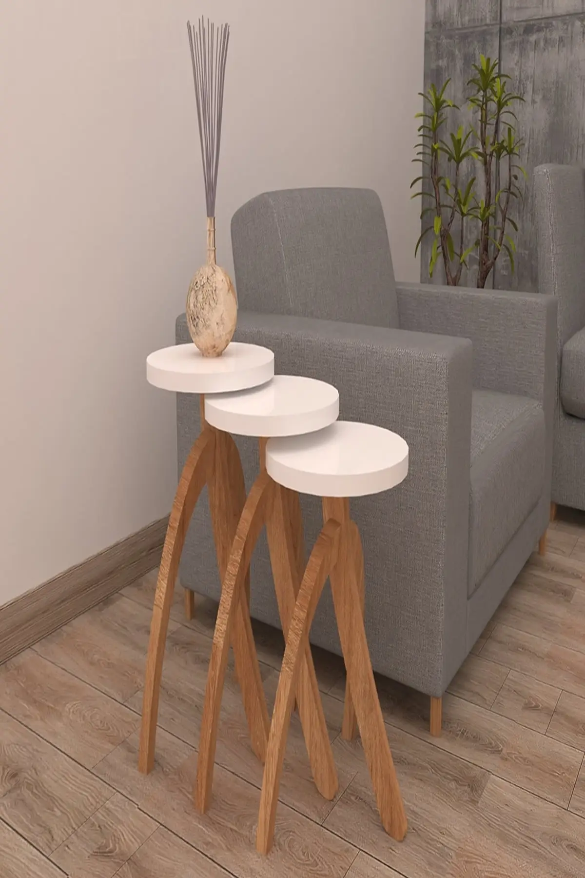 Flamingo Oval Zigon Coffee Table 3 pcs coffee table set