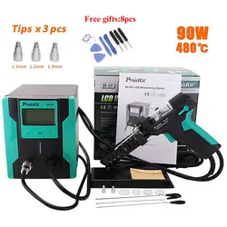 Pro'sKit SS-331H Electric Desoldering Station ESD LCD Digital Electric Desoldering Pump BGA Suction Vacuum Solder With Gun