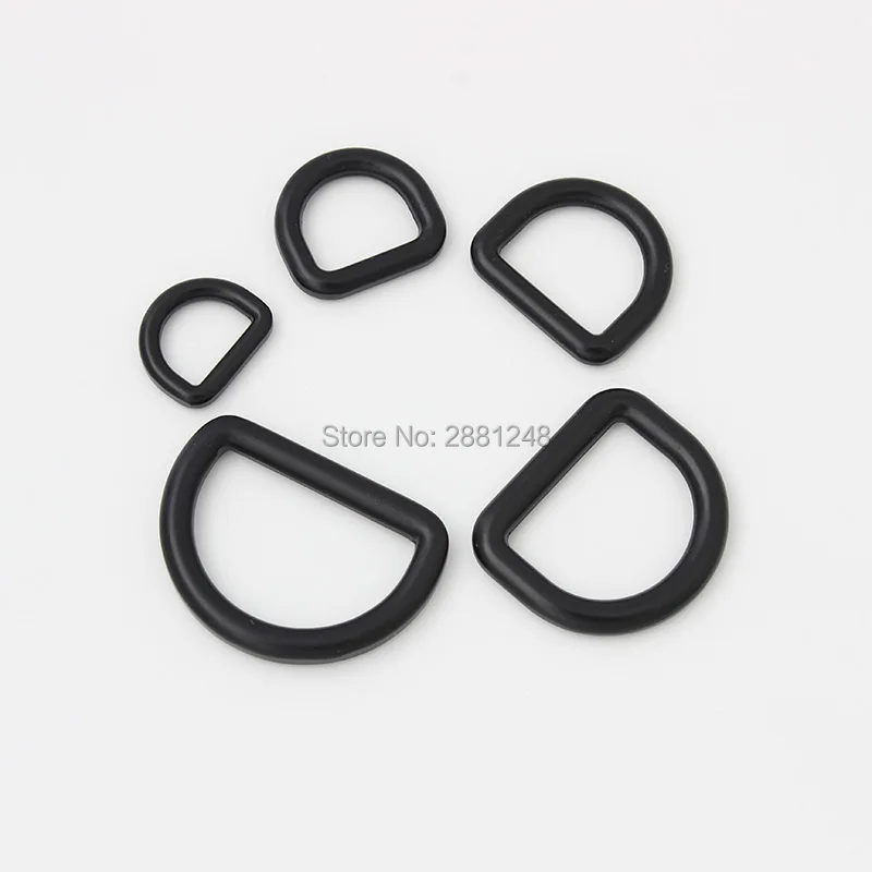 Lot de 10 à 30 anneaux en d pour sacs, 10mm, 13mm, 16mm, 19mm, 25mm, 32mm, noir foncé, accessoires métalliques, alliage moulé, solide, soudé,