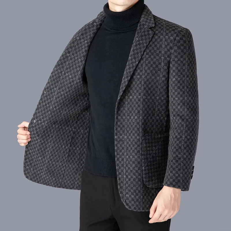 Men's casual single-breasted sheep wool double-sided woolen coat British style small square woolen coat