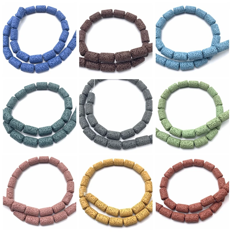 Natural Lava Stone Multicolor Scattered beads DIY men and women Fashion Bracelet Necklace Jewelry Gift Drop Shipping 8X15mm