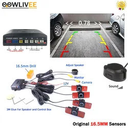 OOWLIVEE Parktronic Original 13mm Flat Car Parking Sensor 4 Car Sensors Reversing Alarm Buzzer 12v  Video System Black White Red