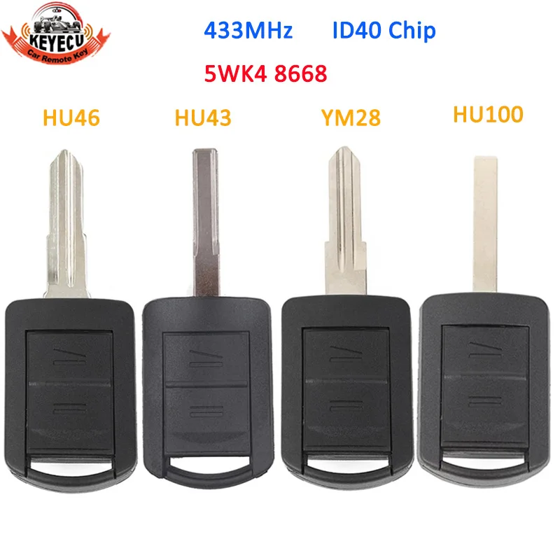 KEYECU 5WK48668 Remote Key Fob 2 Buttons 433MHz ID40 CHIP For Opel Vauxhall Corsa C 2001 2002 2003 2004 2005 2006 2007