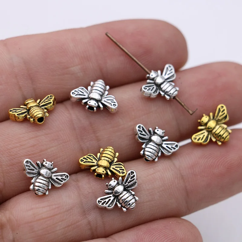 20PCS Gold Color Bee Loose Spacer Beads for Jewelry Making Bracelet DIY Necklace Handmade Craft