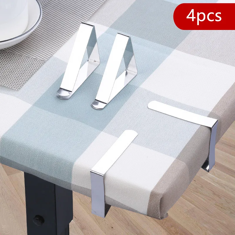 4 pcs/set Durable Stainless Steel Tablecloth Clamps Wedding Party Promenade Table Cloth Tablecloth Cover Holder Clip