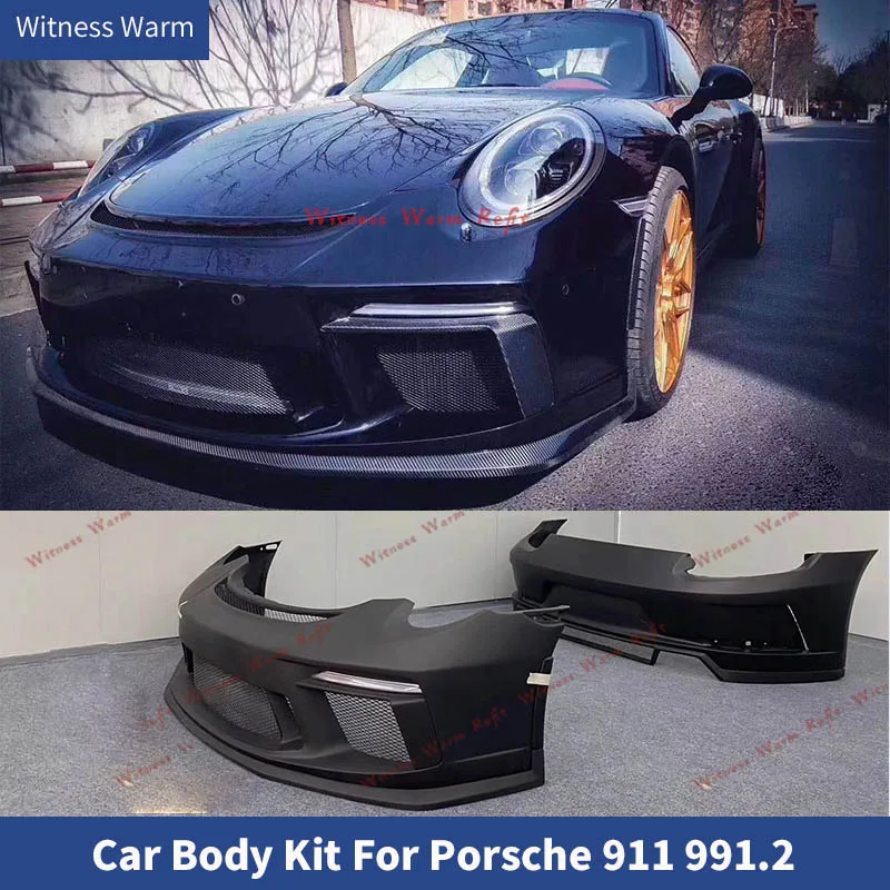 For Porsche 911 991 Carrera 991.2 GT3 Style Car body kit front rear bumper side skirts rear spoiler car body kit 16 17