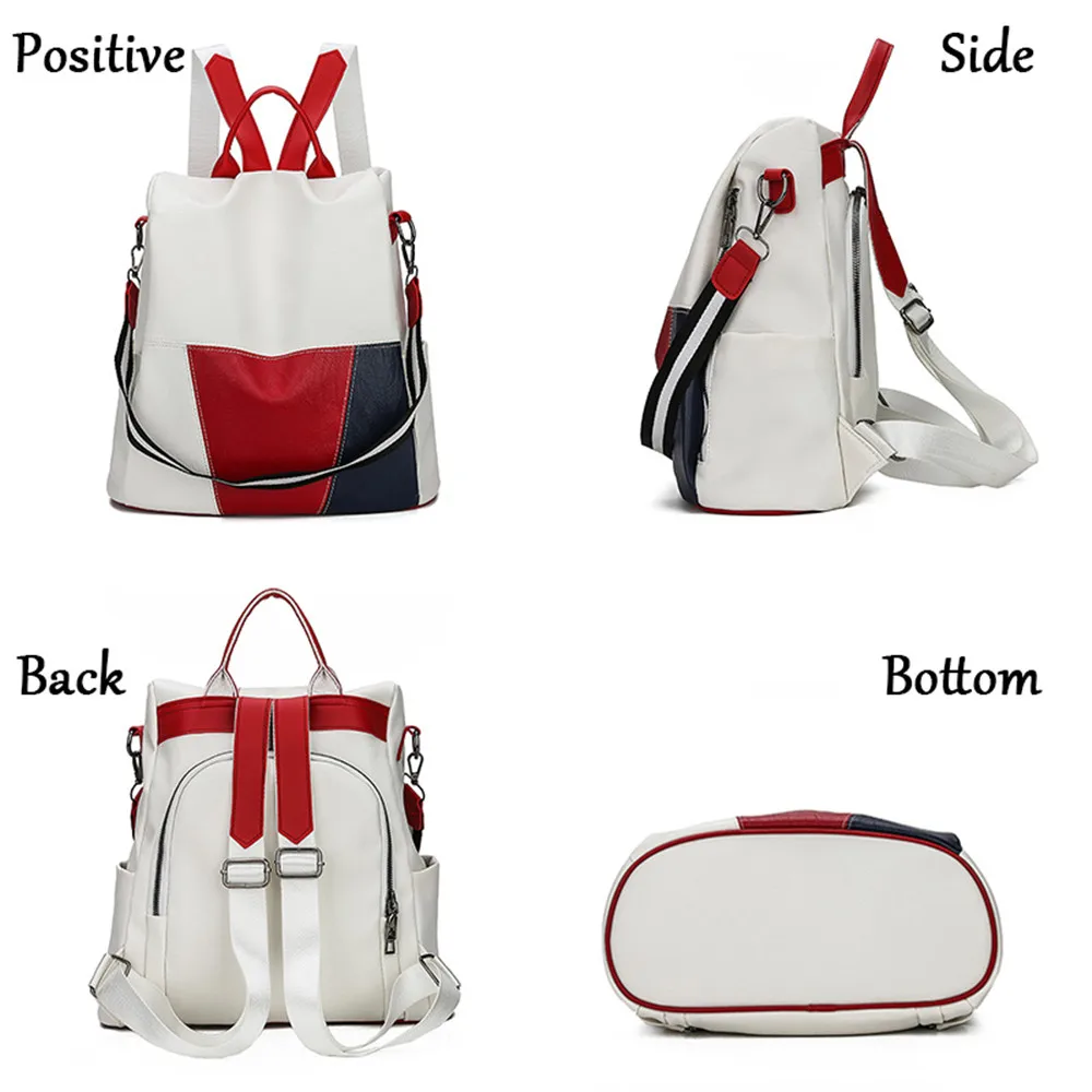 Multifunctional Backpack Women Leather Backpacks Female White School Bags For Teenage Girls Shoulder Bag Travel BackPack Mochila