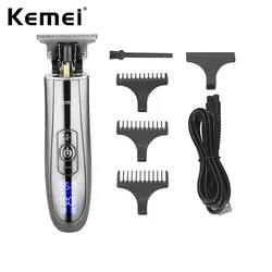 Kemei KM-129 Skeleton Cordless Hair Trimmer for Men LCD Display Haircut Tools Speed Control 0mm Skin Cut Fits Wahl T-Wide Blade