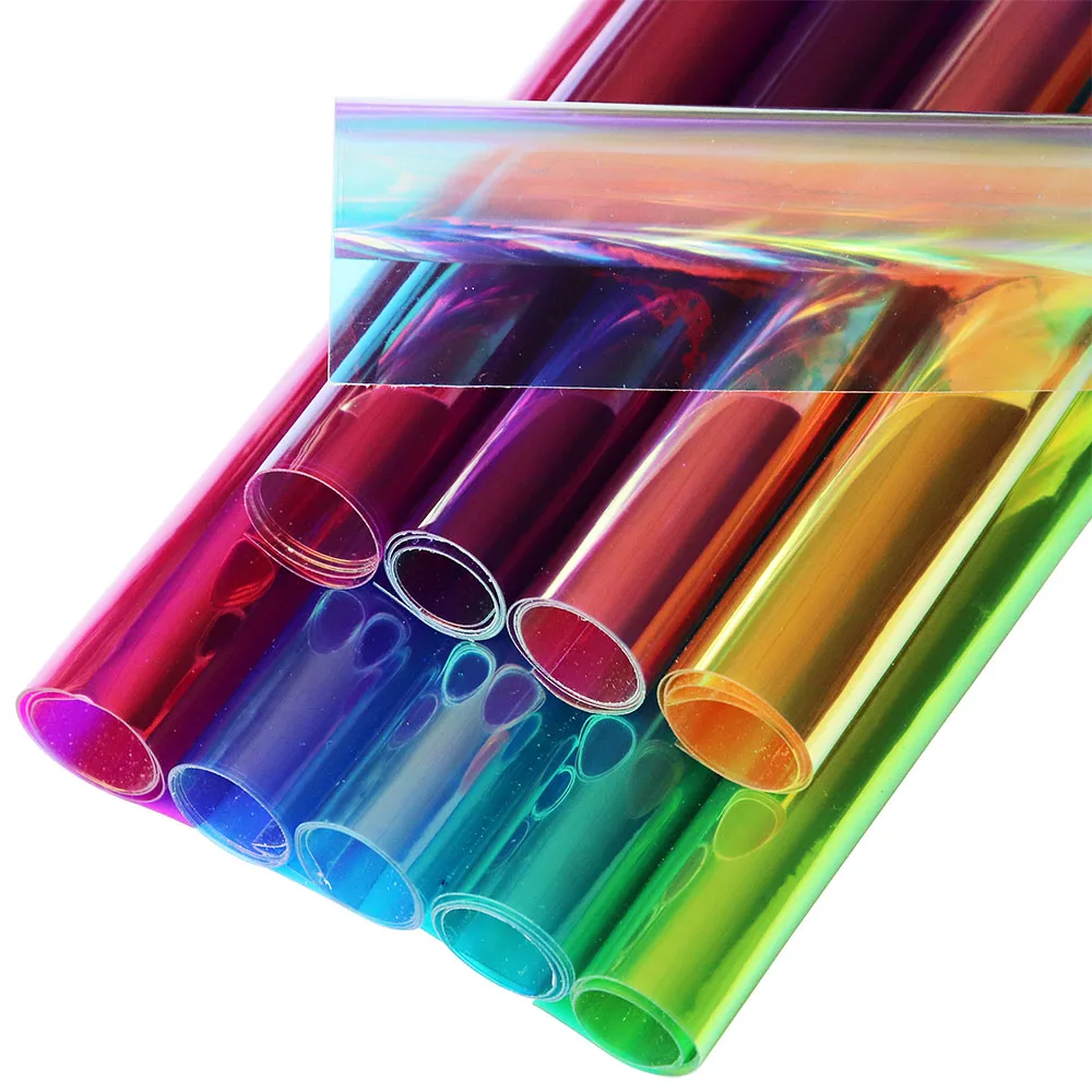 30x95cm rolka holograficzny opalizujący przezroczysty plandeka tkanina winylowa magiczne lustro pcv na torebka łuk DIY BH039