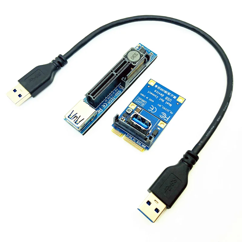 

PC Graphics Cards PCI Express Connector Cable Riser Card Mini PCI-E to PCI-E 4X + USB Cable Extension Port Adapter PCIE Extender