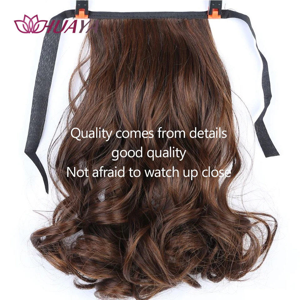 HUAYA Synthetic Drawstring Ponytail Hair Extensions Short Wavy Heat Resistant Fake Hairpiece Pony Tail Wig For Women