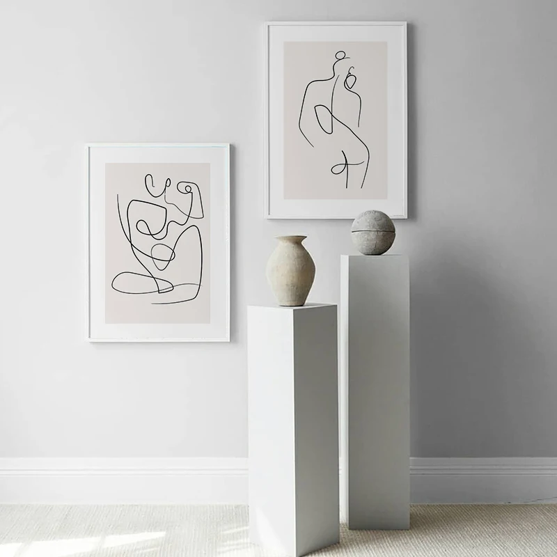Scandinavian Abstract Line Poster Canvas Painting Print Women Body Kiss Wall Art Decorative Pictures For Living Room Home Decor