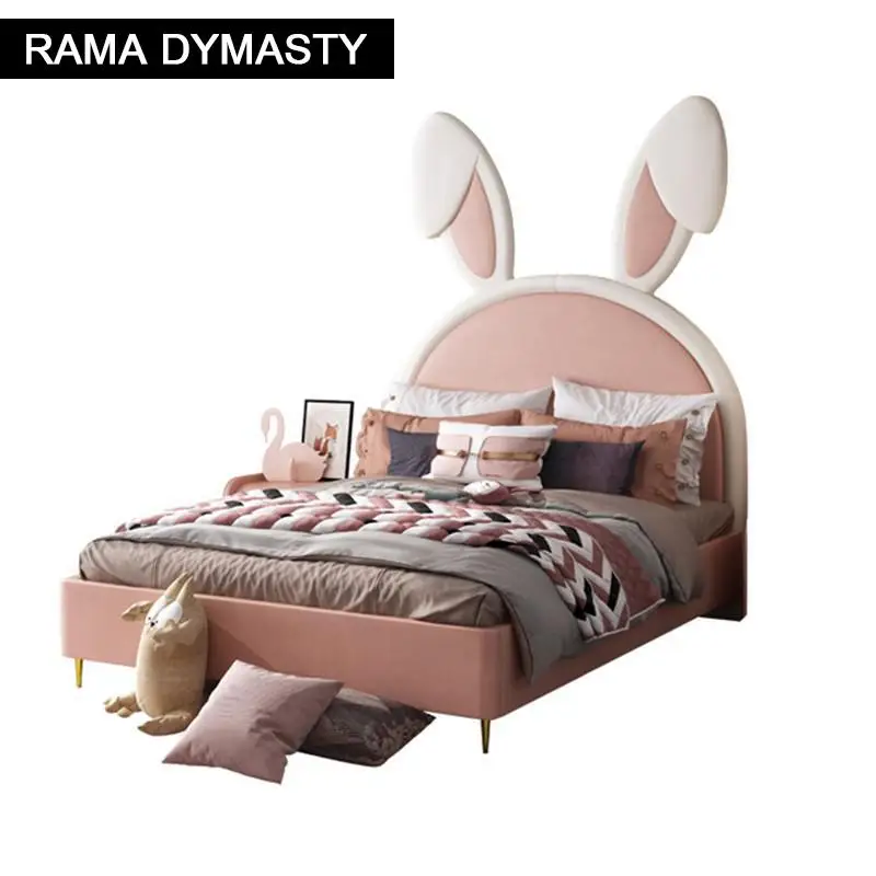 Children Beds Animal beds girls bedroom Furniture solid wood frame girls bed chambre bebe soft beds rabbit beds