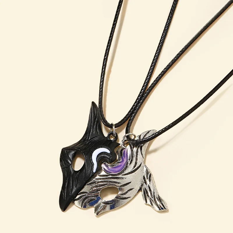 Game League of Legends Eternal Hunters Black and White Mosaic Sheep Mask Pendant Necklace Couple Necklace Jewelry