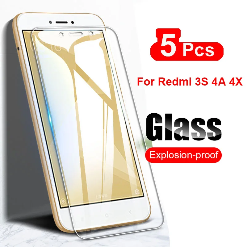 5Pcs Tempered Glass For Xiaomi Redmi 3S 4A 4X Screen Protector Film For Xiaomi Redmi 4X 4A 3 Pro 3S ShockProof Glass Guard Clear