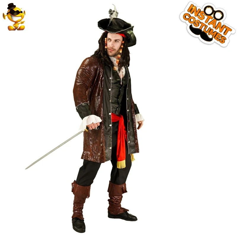 Halloween Costume Men Pirate Cosplay Pirate Costume Men Adults Purim Christmas Party Luxury Buccaneer Outfits Role Play Coat