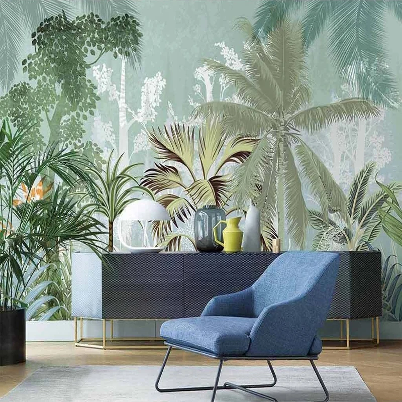 Custom 3D Wallpaper Nordic Hand Painted Southeast Asia Tropical Plants Rainforest Mural Living Room Sofa TV Bedroom Home Decor