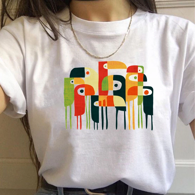 

Graphics Cartoon Print Women t shirt holiday Hipster Short Sleeve femme t-shirts White does not fade Tops Tee Shirt HH1155