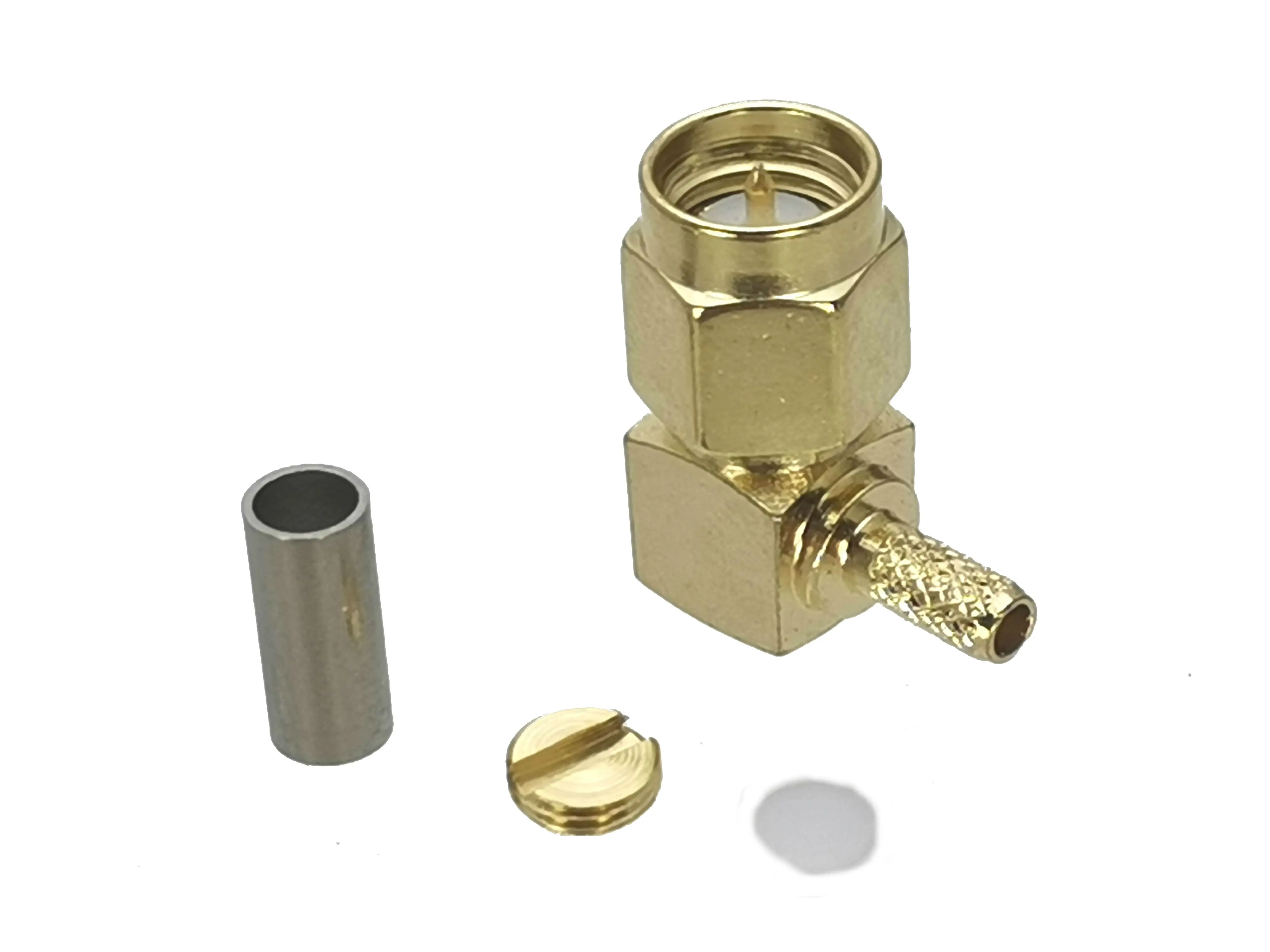 1Pcs Connector SMA Male plug Right angle Crimp For RG316 RG174 LMR100 Cable 50ohm RF Adapter Coaxial High Quanlity