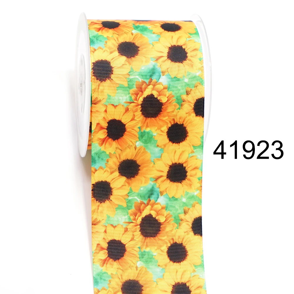 DIY Cartoon Sunflower Printed Grosgrain Ribbon For Craft Supplies Sewing Accessories 5 Yards. 30874