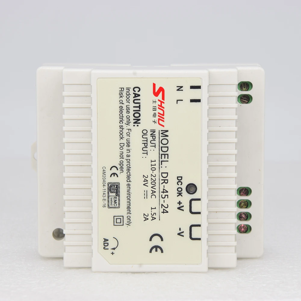 DR-45 -5/12/24  Din rail power supply  ac to dc  45w 5v5a 12v3.5a 15v2.8a 24v2a SHINIU barnd factory sale dr4524 dr4512